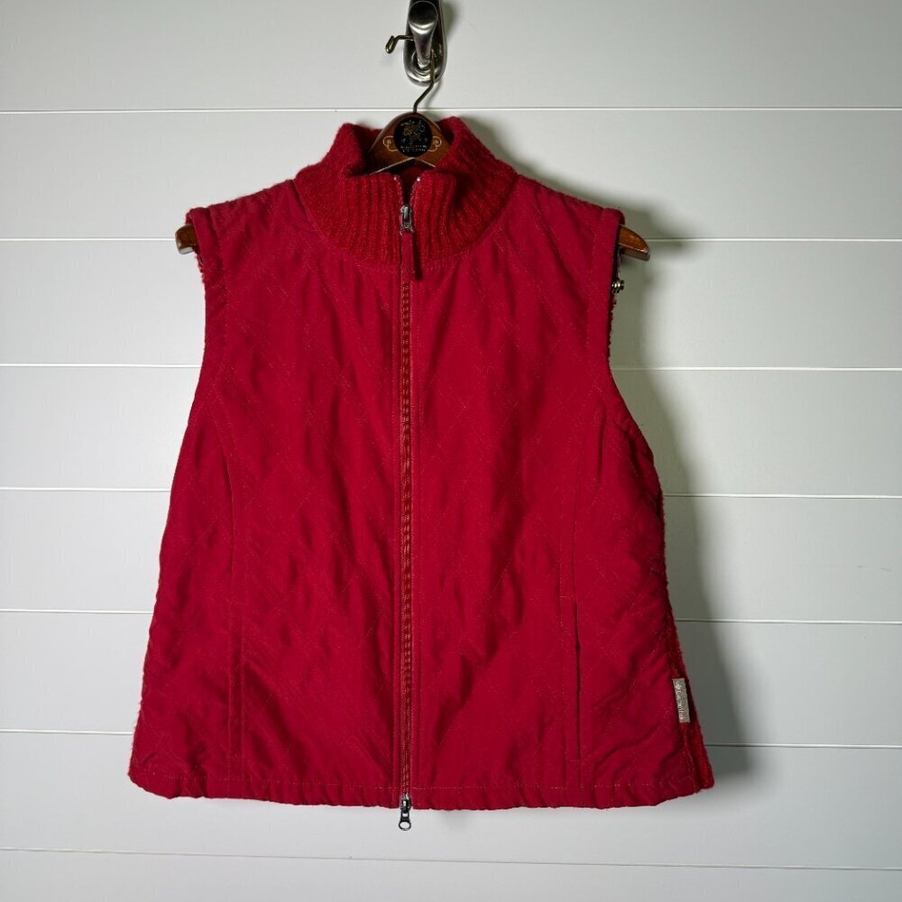 Columbia Women’s Full Zip Quilted Red Vest with Pockets Sz XL